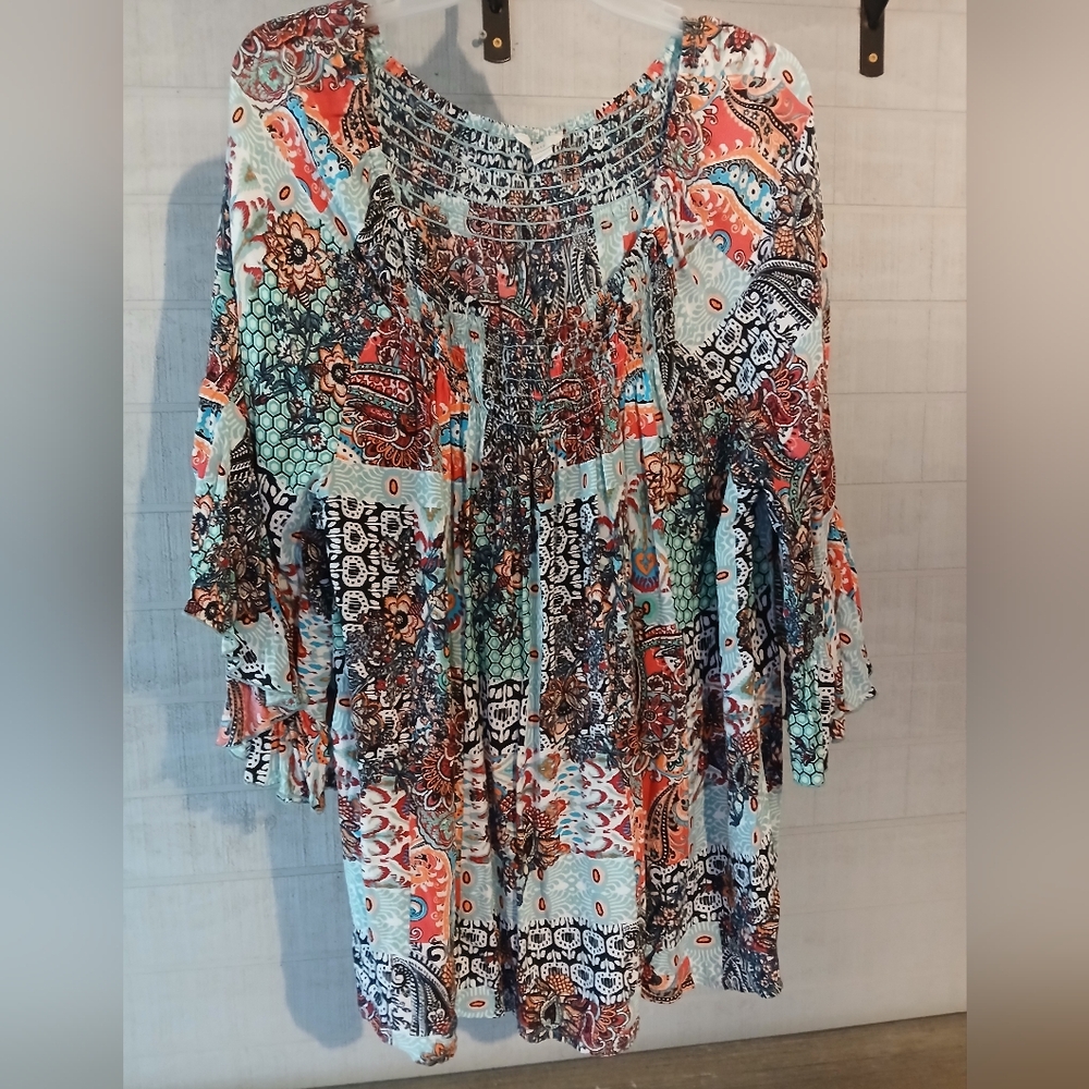 Bohemian Multicolor Women's Plus Size 22W/24W Pullover Top FF#280